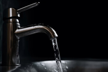 water flows from the faucet. AI Generated