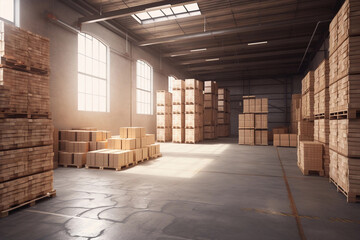 warehouse with boxes. AI Generated