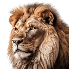 Lion Portrait on White Background - Made with Generative AI