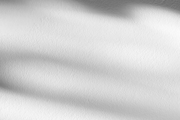 Concrete wall texture with Natural light leaves shadow overlay. White Cement with tropical leaf transparent on floor,Backdrop Display with sunbeams for Product Presentation,Promotion for all Season.