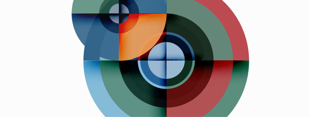 Circles with shadows trendy minimal geometric composition abstract background