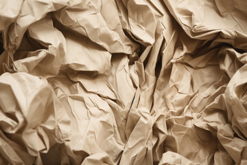Brown crumpled paper texture. AI Generated