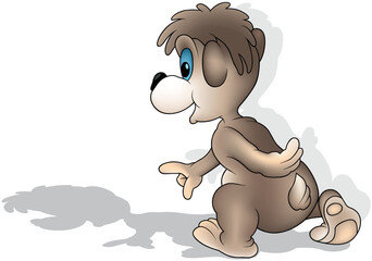 Rear View of a Brown Leaving Teddy Bear