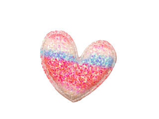 isolated different colors sparkly heart, handmade decoration accessory