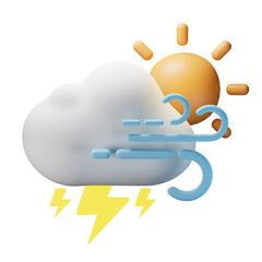 3D Icon Day Thunder Windy Weather Forecast