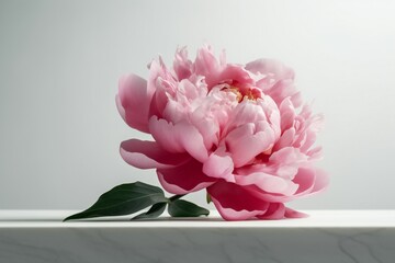 AI Generative Captivating Simplicity A Pink Peony Minimalist Photography Delight