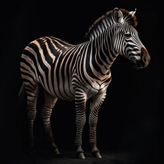 Fototapeta na wymiar Zebra Full Body on Black Background - Made with Generative AI