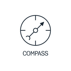 navigation device. Compass.  Vector linear icon isolated on white background.