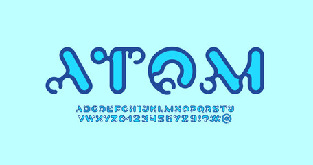 Modern original font, trendy futuristic alphabet, for your designs game logo or brand name, vector illustration 10EPS