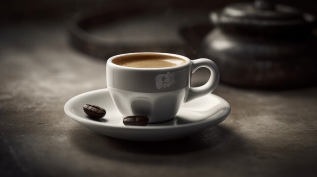 Bold espresso in a delicate porcelain cup. AI generated