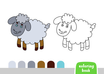 Cute Sheep Coloring Book for Kids Page for Books, Magazines, Vector Illustration doodle Template