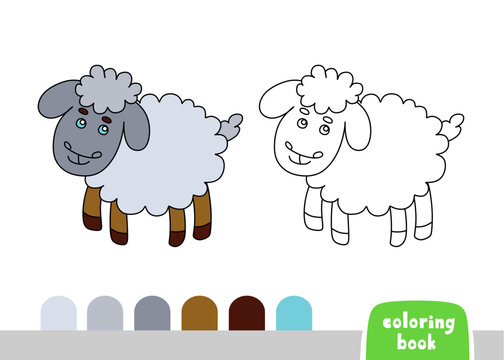 Cute Sheep Coloring Book for Kids Page for Books, Magazines, Vector Illustration doodle Template