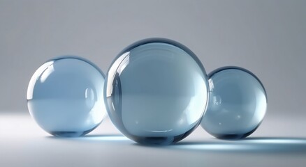 Blue crystal balls on grey backround