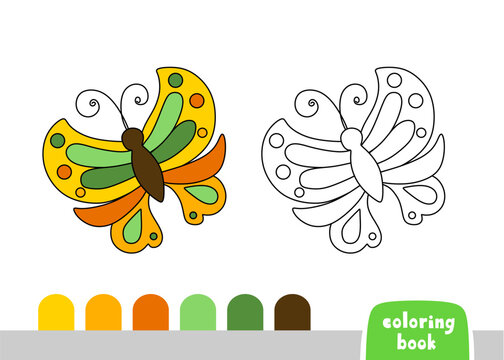 Cute Butterfly Coloring Book for Kids Page for Books, Magazines, Vector Illustration Doodle Template