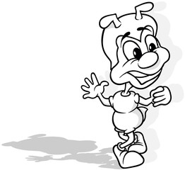 Drawing of a Frightened Ant with Legs Intertwined