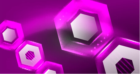 Neon hexagon background. Hi-tech design for wallpaper, banner, background, landing page, wall art, invitation, prints, posters