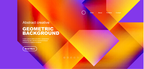 Fluid gradient geometric triangles, abstract landing page background. Minimal shapes composition for wallpaper, banner, background, leaflet, catalog, cover, flyer