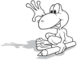Drawing of a Frog Holding a Crayon