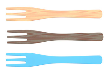 Wooden spoon or kitchen utensils on white background.