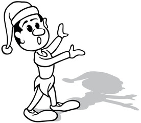 Drawing of a Surprised Dwarf with Raised Hands