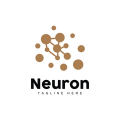 Obraz premium Neuron Logo Design Vector nerve cell illustration Molecular DNA health brand