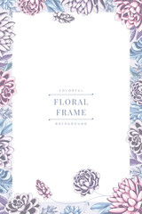 colorful succulent frame template background