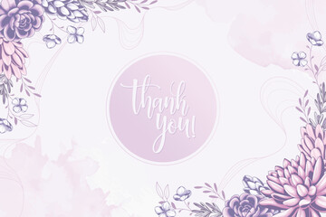 thank you card greeting with beautiful floral background