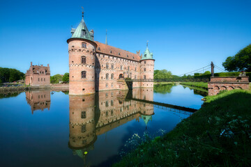 Fototapeta na wymiar The Moated Egeskov Castle on Funen Island, Denmark