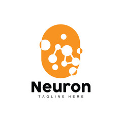 Neuron Logo Design Vector nerve cell illustration Molecular DNA health brand