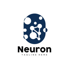 Neuron Logo Design Vector nerve cell illustration Molecular DNA health brand