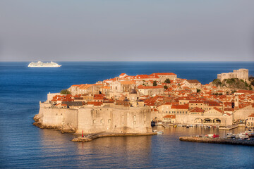 Morning Sun Shining on the Old City of of Dubrovnik, Croatia