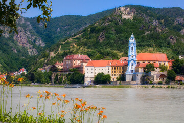 The Beautiful Village of Dürnstein on the River Danube in Austria, Dominated by the Abbey Church