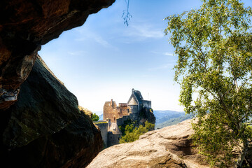 The Famous Castle Ruins of Aggstein on a Cliff above the River Danube in Wachau, Austria