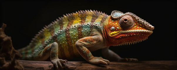 Chameleon Kaleidoscope - A Rainbow of Colors in the Rainforest - Generative AI