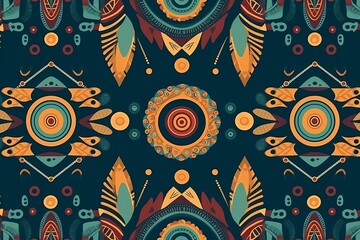 Naklejka premium simple seamless boho themed pattern, abstract floral background, abstract background with flowers, seamless pattern, seamless pattern with flowers, Generative AI