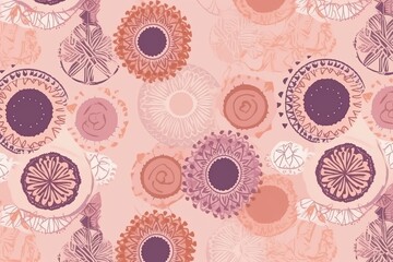 simple seamless boho themed pattern, abstract floral background, abstract background with flowers, seamless pattern, seamless pattern with flowers, Generative AI