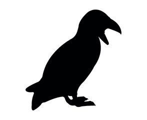 Vector flat puffin silhouette isolated on white background