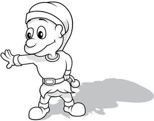 Drawing of a Leprechaun Standing on Ground with Raised Hand