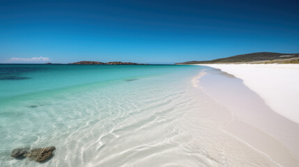 Tropical paradise beach with crystal clear water and white sand, perfect destination, generative ai