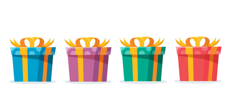 colorful gift boxes with a bow illustration	
