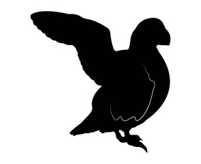 Vector flat puffin silhouette isolated on white background