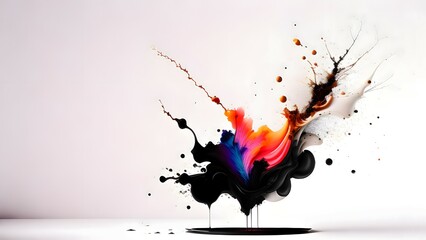 Multi-color paint splashes on a white background