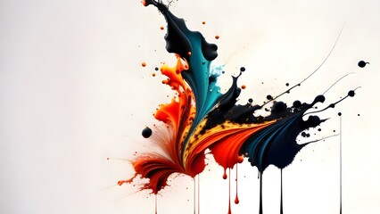Multi-color paint splashes on a white background