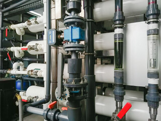 industrial osmotic plant for fine water purification close-up