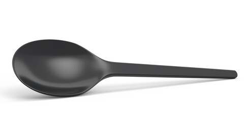 Eco-friendly disposable utensils like spoon on white background.