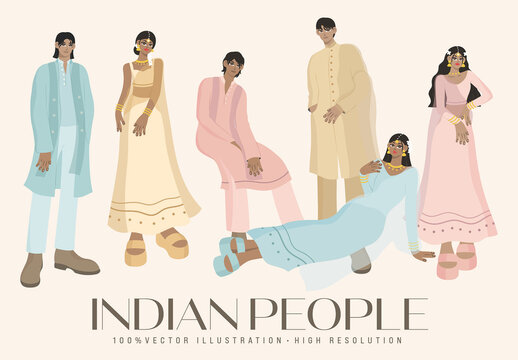 Indian People Illustrations Set