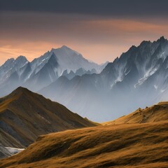Obraz premium A rough and rugged interpretation of a mountain range, with textured and jagged shapes resembling a mountainous landscape5, Generative AI