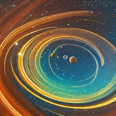An interpretation of a galaxy, with textured and patterned shapes resembling the stars and planets of a galaxy4, Generative AI