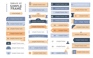 シンプルフレームデザインセット 落ち着きネイビー ベクター素材 一式 ひとそろい