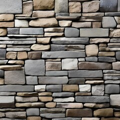 A digital interpretation of a stone wall, with rough textures and shades of gray and brown1, Generative AI